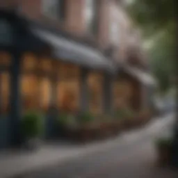 Vibrant street scene in a DC neighborhood showcasing local cafes and shops