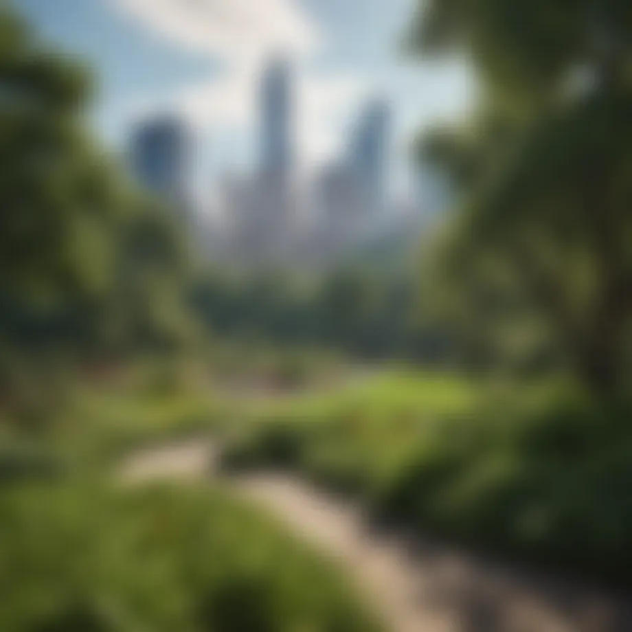Scenic view of Central Park with city skyline in the background