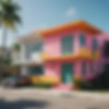 Vibrant street view of a Miami neighborhood showcasing colorful architecture