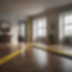 Measuring a room with a tape measure