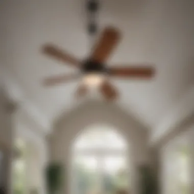 Stylish ceiling fan complementing a vaulted ceiling