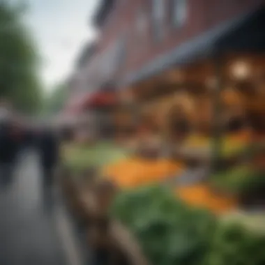 A bustling market filled with local vendors and fresh produce, highlighting the community aspect of a Philadelphia neighborhood.