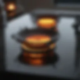 Close-up of a clean electric stove top reflecting light