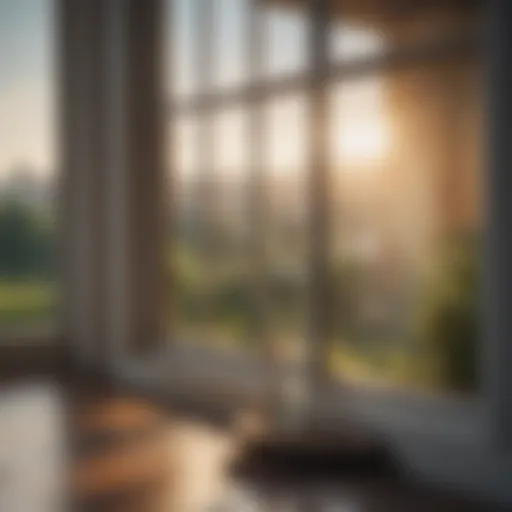 A pristine window with sunlight streaming through, showcasing clarity.