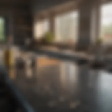 A pristine kitchen countertop with cleaning supplies