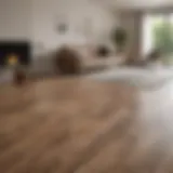 An elegant living room showcasing pristine laminate flooring gleaming under natural light.