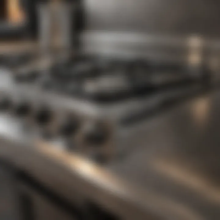 Applying cleaner to stainless steel stove