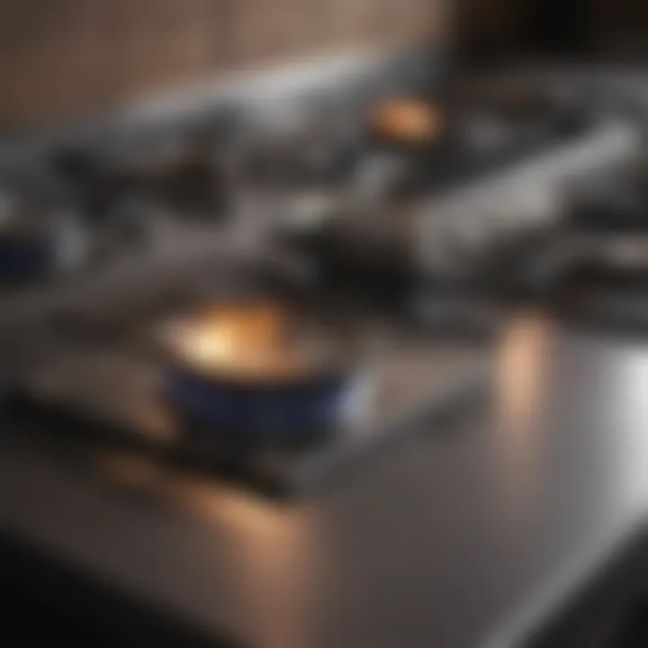 Shiny stainless steel stove surface