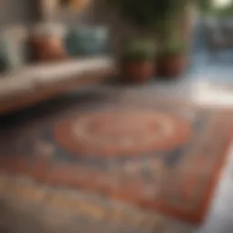 Vibrant outdoor patio rug showcasing intricate patterns