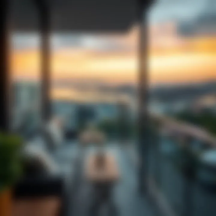 An Inviting Balcony Space with Scenic Views Cozy balcony view from a condo apartment