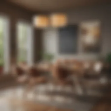 Inviting Dining Space with Routine Chart An inviting dining space showcasing a daily routine chart that enhances productivity.