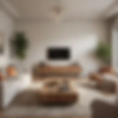 Tranquil Living Room with Task Board A tranquil living room with a serene atmosphere, featuring a well-structured task board.