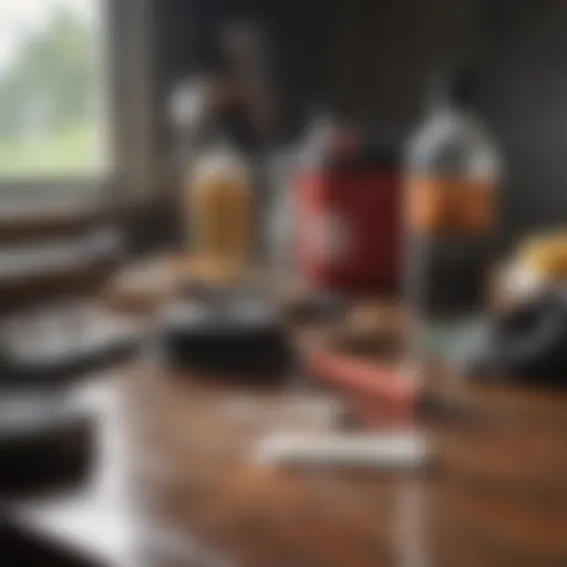 A well-organized cleaning kit with essential tools