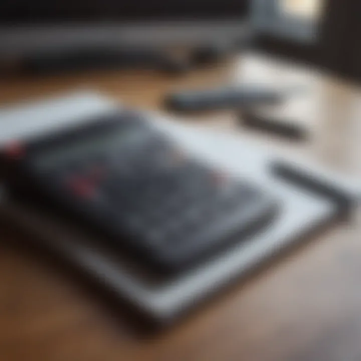 A calculator with square footage calculations on a notepad