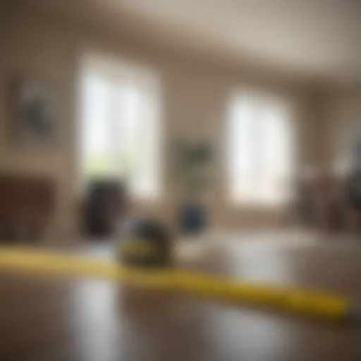 Measuring a room with a tape measure