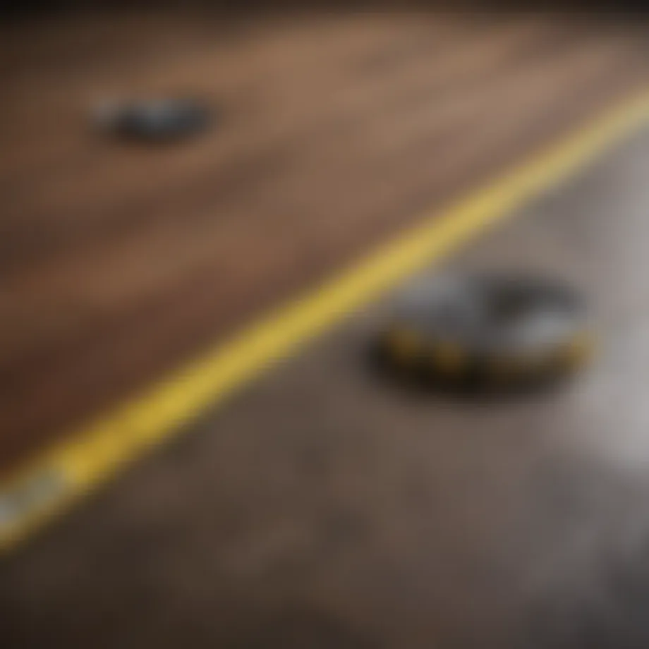 Measuring tape laid across a floor