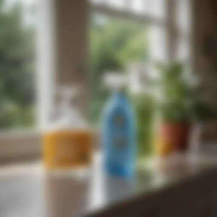 Eco-friendly ingredients used in window cleaners on a countertop