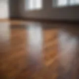 Lustrous laminate wood floor reflecting light