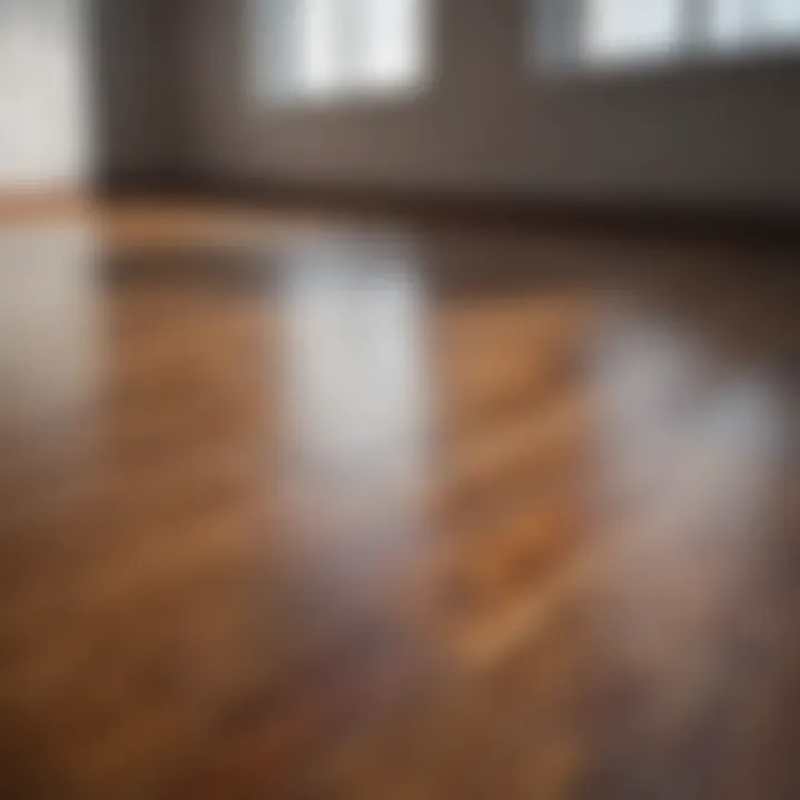 Lustrous laminate wood floor reflecting light