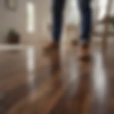 Expert demonstrating polishing technique on laminate floor