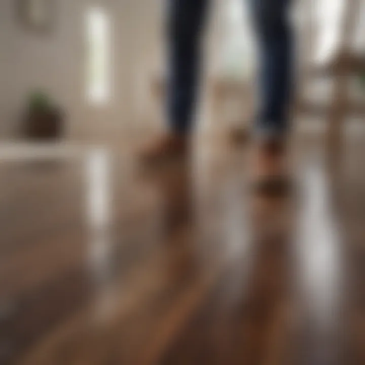 Expert demonstrating polishing technique on laminate floor
