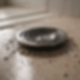 Visual representation of a blocked shower drain with debris