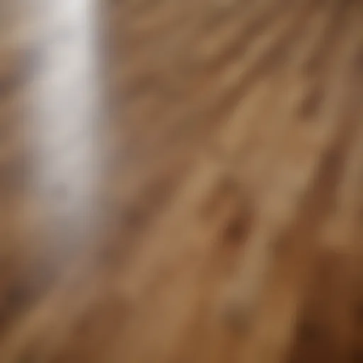 Close-up of a laminate floor with various stains