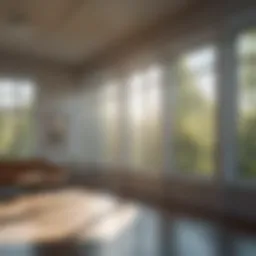 Bright sunlight streaming through crystal-clear windows