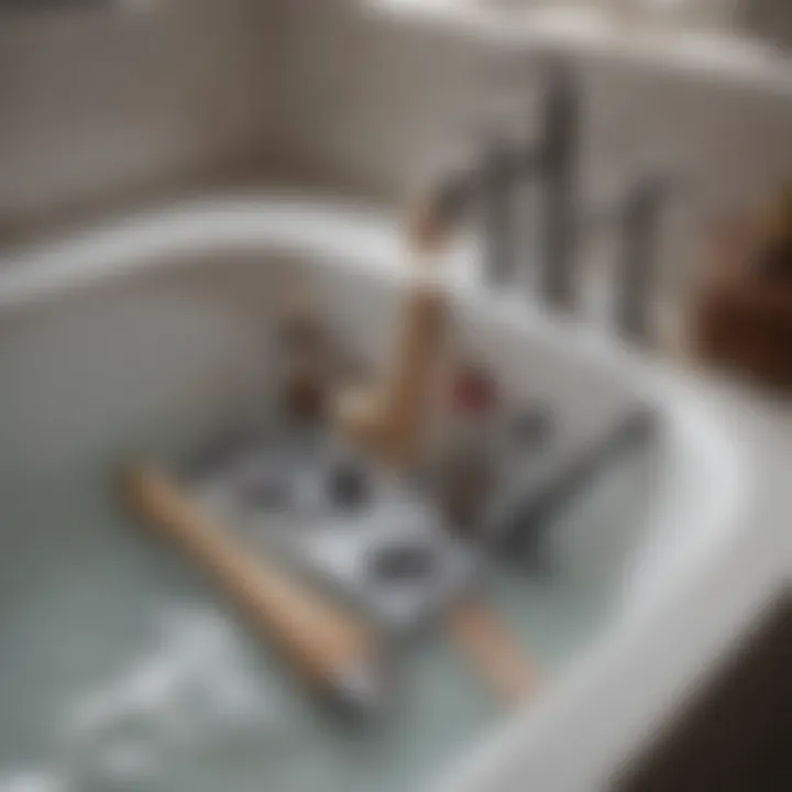 A collection of tools and supplies for unclogging a bathtub