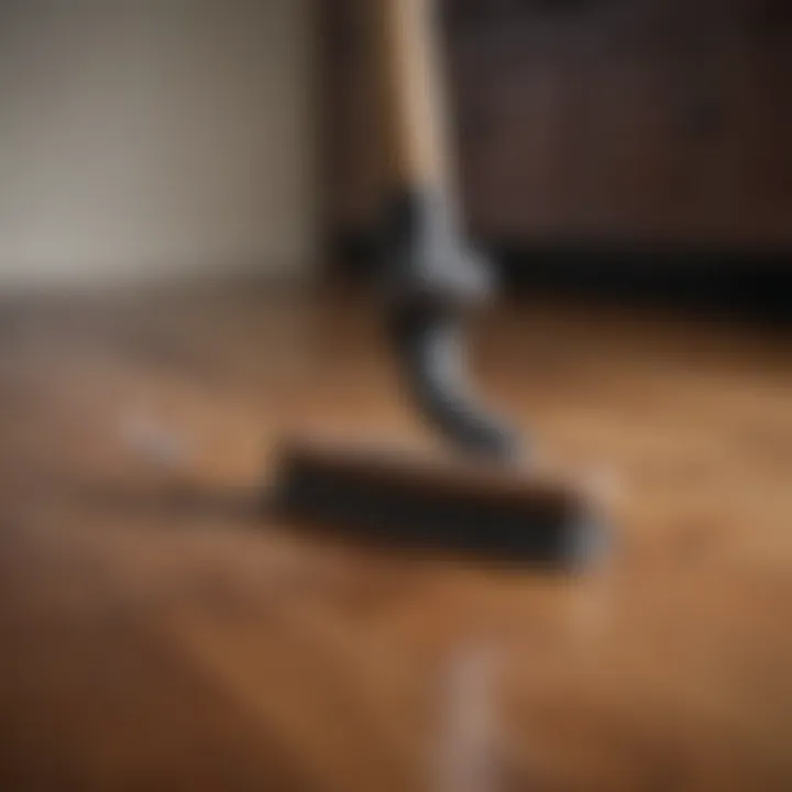 Cleaning tools arranged for hardwood floor maintenance