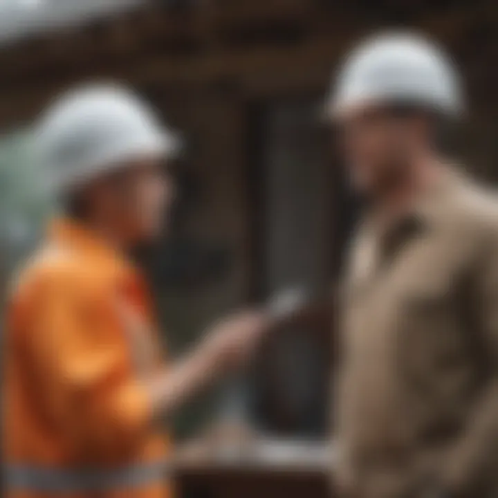 Contractor discussing project details with a client