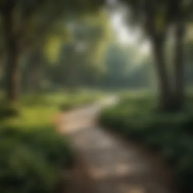 Tranquil Park Setting A serene park in Atlanta with lush greenery and walking paths