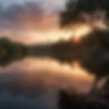 Serene view of Lady Bird Lake at sunset