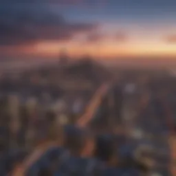 A panoramic view of a vibrant city skyline in Los Angeles County