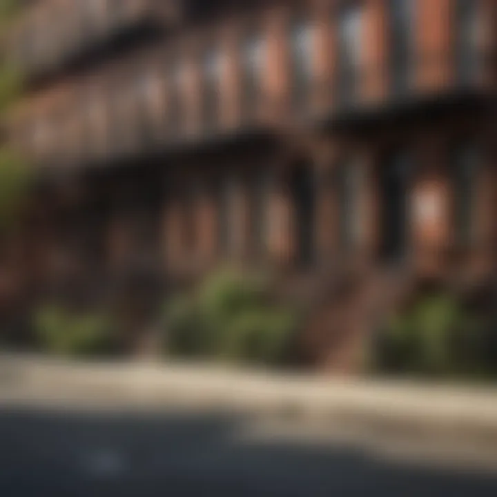 Historic streetscape of Harlem featuring rows of brownstone residences