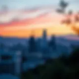 A panoramic view of San Francisco's skyline at sunset, showcasing unique architecture