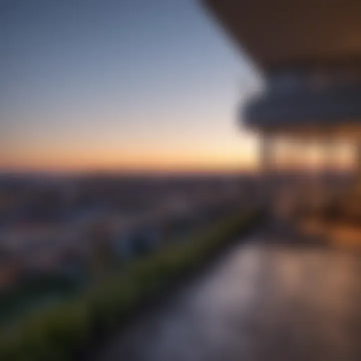 Panoramic view of Washington DC skyline from a condominium balcony