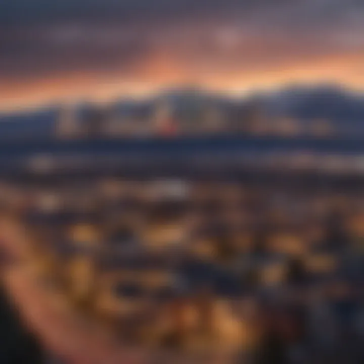 A panoramic view of Denver's skyline against the backdrop of the Rocky Mountains.