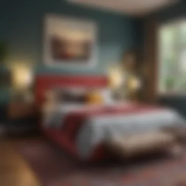Elegant Furnishings in a Cozy Bedroom Cozy bedroom with elegant furnishings and vibrant colors