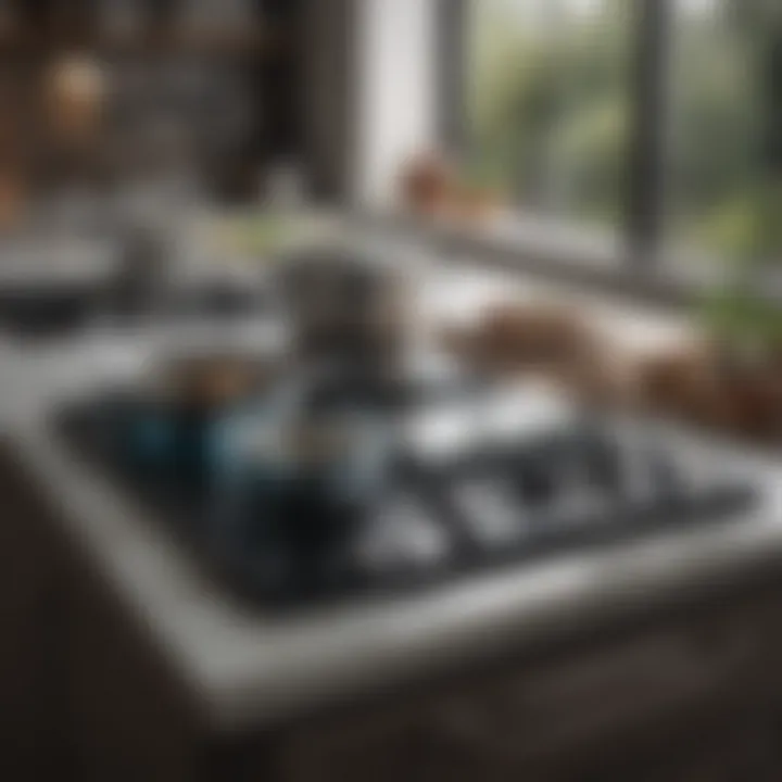 Aesthetic glass top cook top with stylish cookware on display