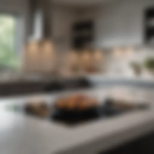 Sleek glass top cook top integrated into modern kitchen design