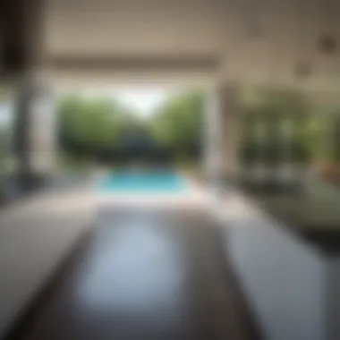 Contemporary Kitchen with Pool View Modern kitchen overlooking a swimming pool in a Dallas rental