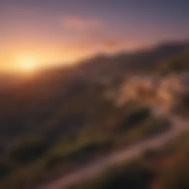 Panoramic view of the Hollywood Hills at sunset