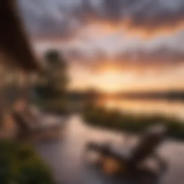 Breathtaking Sunset from the Patio Outdoor patio with stunning sunset view over the lake