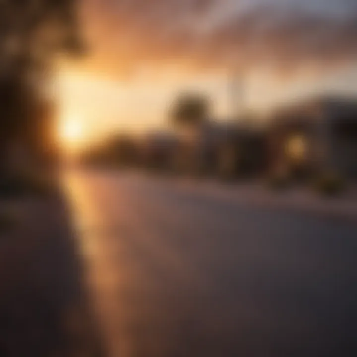 Scenic streets of a Phoenix neighborhood during sunset