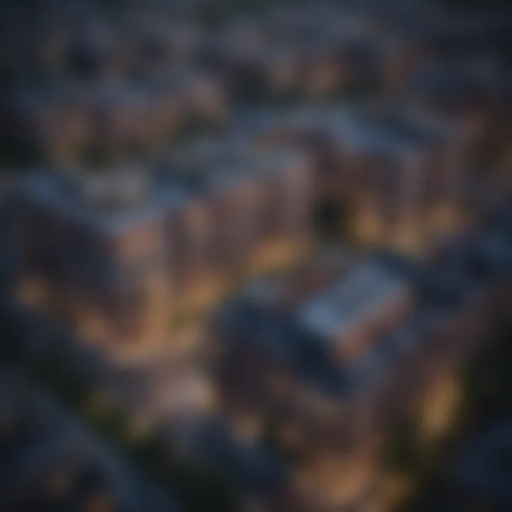 Aerial view of multifamily residential buildings