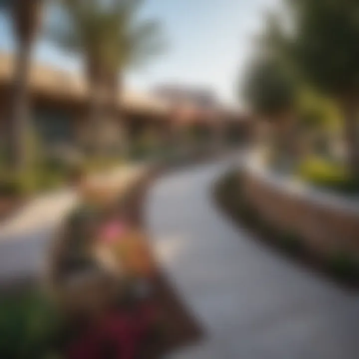 Community gathering space with vibrant landscaping in Otay Mesa