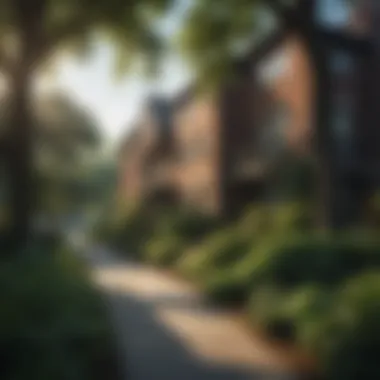 Lush greenery surrounding Overbrook Village Apartments