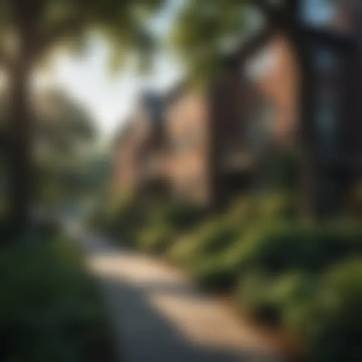 Lush greenery surrounding Overbrook Village Apartments