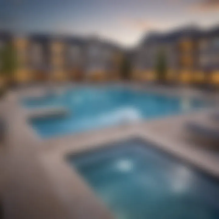 Luxury amenities available at Overlook Pointe Apartments, including a pool and fitness center